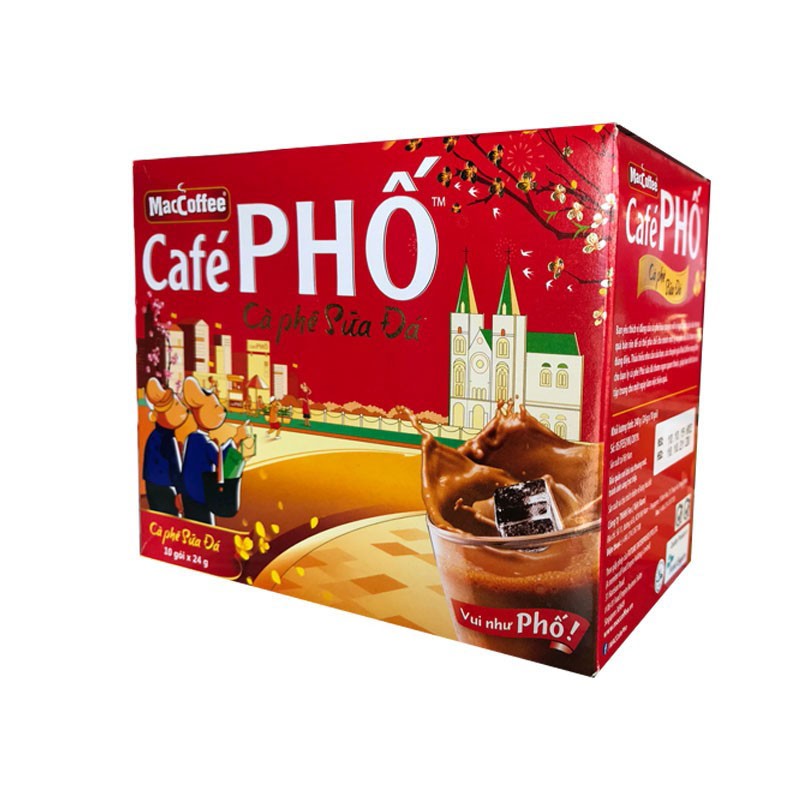 Cà phê sữa hòa tan Maccoffee Café Phố hộp 10 gói 24g