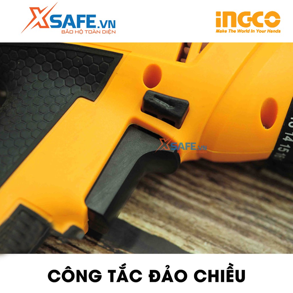 Máy khoan cầm tay INGCO ED2808 280W, tốc độ 750v/p, đầu khoan tự động 10mm, chức năng đảo chiều, dây cáp dài 4m