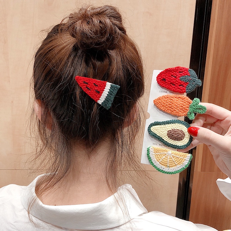 Kẹp Tóc Len Họa Tiết Hoạt Hình Dễ Thương Cho Bé Gái