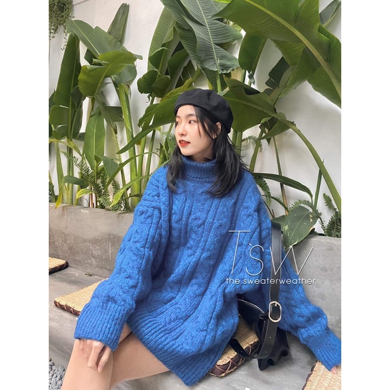 Áo len cổ lọ thừng chất dày oversize 003