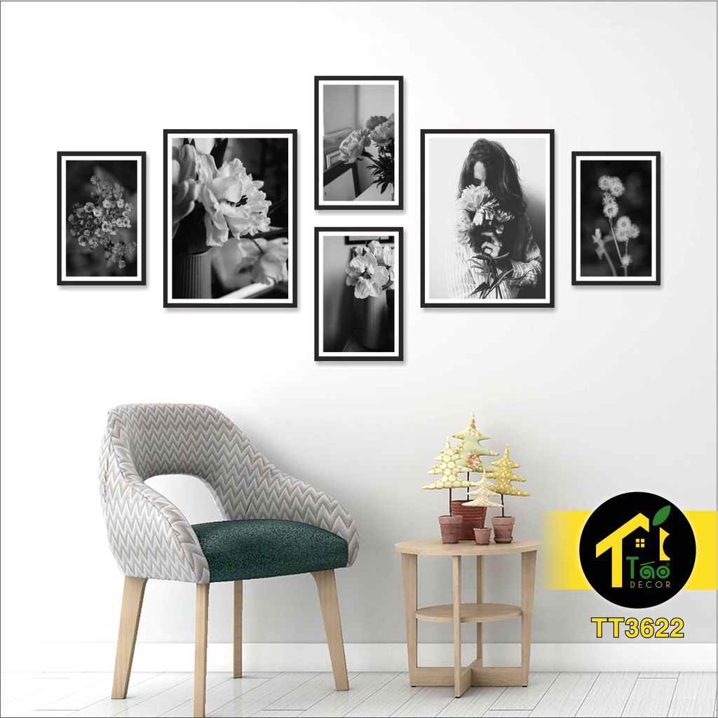 Bộ sưu tập 16 set 6 tranh treo tường, tranh dán tường hoa mẫu đơn siêu nét đầy đủ kích cỡ có sẵn keo hai mặt, Táo Decor