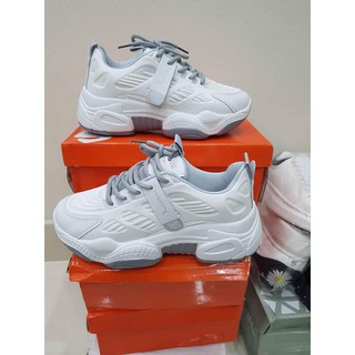 (FREESHIP)Giày thể thao nữ đế độn pha màu trẻ trung, chất da pha lưới mềm