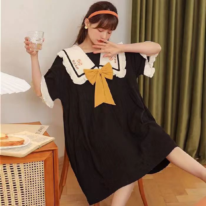 Bộ Đồ Ngủ Tay Ngắn Dáng Rộng Phong Cách Công Chúa Dễ Thương Thời Trang Xuân Hè Cho Nữ