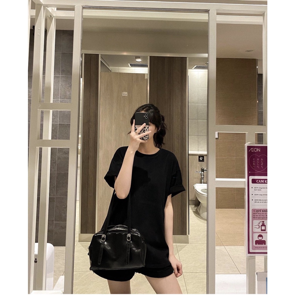 Áo phông thun nữ form rộng trơn nhiều màu chất cotton đẹp, Áo thun nữ cổ tròn tay ngắn bigsize màu trắng đen
