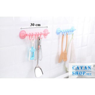 Thanh treo đồ nút hít tường,tủ quần áo, nhà bếp, phòng tắm có 6 móc chịu lực tiết kiệm diện tích (giao màu ngẫu nhiên)