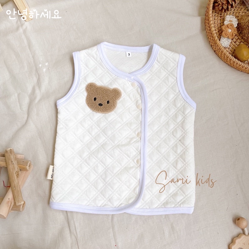 áo gile chần bông thêu giữ ấm ngực bé 4-15kg SAMIKIDS