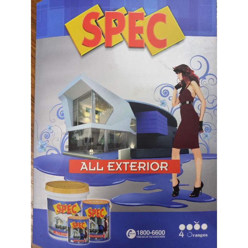 Tặng cọ 5cm- Sơn ngoại thất bóng mờ Spec All Exterior