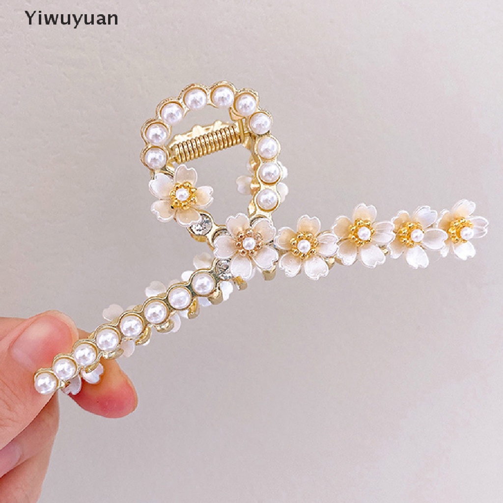 &lt; Yiwuyuan &gt; Kẹp Tóc Càng Cua Đính Hoa Ngọc Trai Phụ Kiện Thời Trang Cho Nữ Đang Giảm Giá