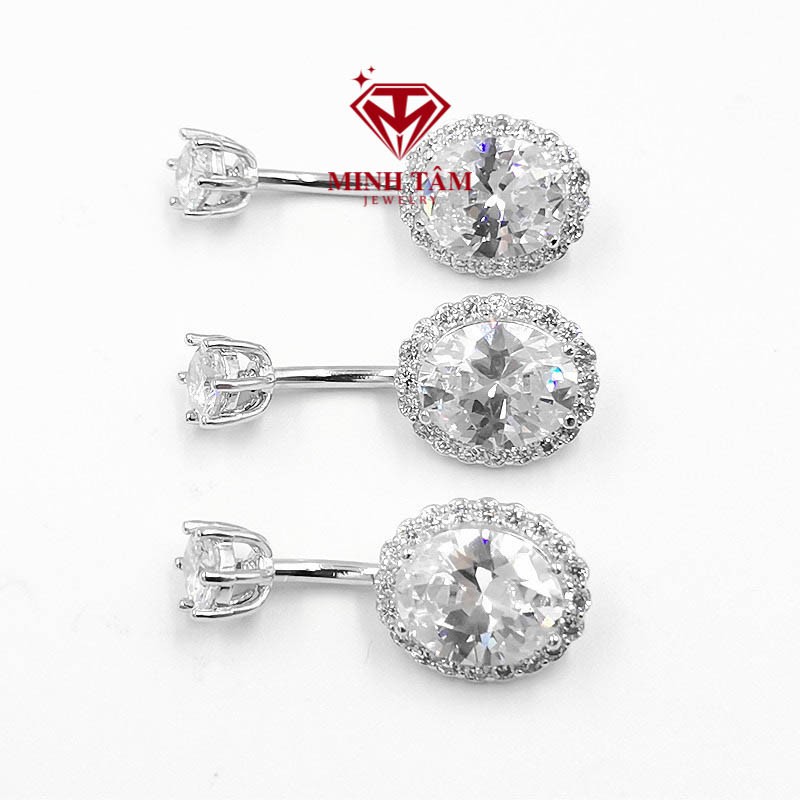 Khuyên rốn bạc 925 cao cấp, Khuyên rốn đá Oval bạc 925 nhập khẩu-Minh Tâm Jewelry