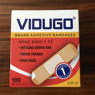 Băng keo cá nhân Vidugo Đỏ : siêu dính- mở không đau