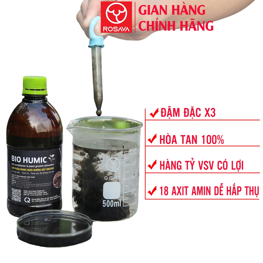 Phân bón hữu cơ humic ROSAVA siêu kích rễ, cải tạo đất hoa hồng, lan, giấy, sen đá và cây cảnh