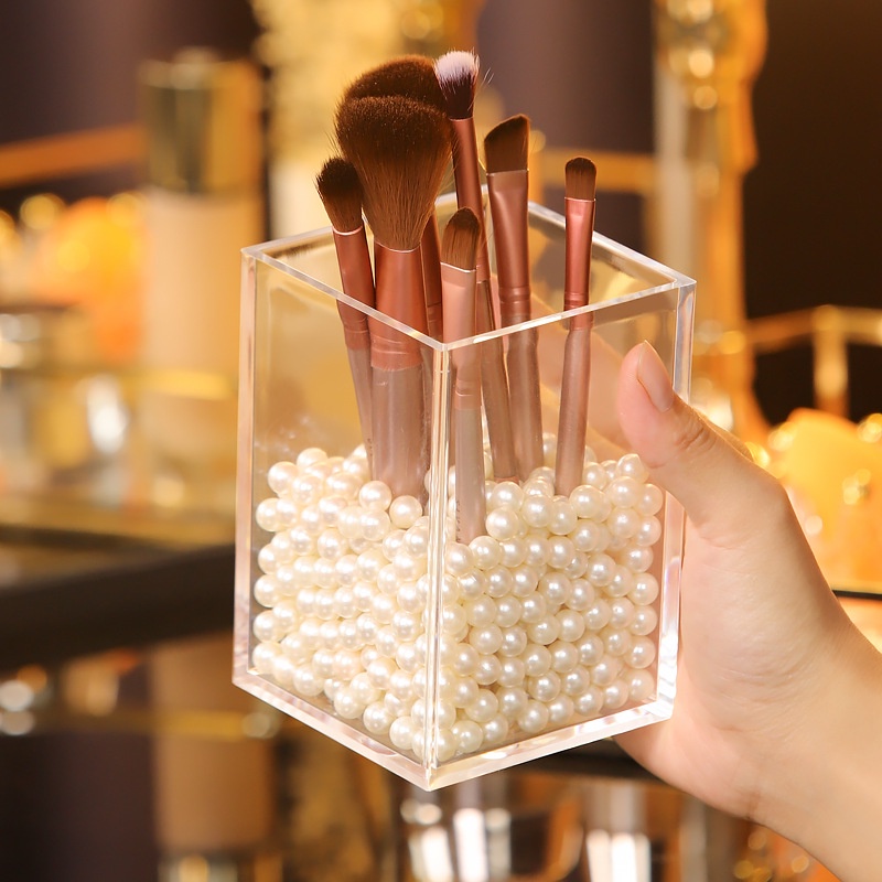 Giá Đỡ Cọ Trang Điểm Son Môi Bút Chì Vẽ Lông Mày Để Bàn Bằng Acrylic Gọn Gàng