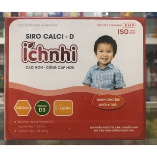 Siro Calci - D Ích Nhi - 4 vỉ x 5 ống 10ml - Cao hơn, cứng cáp hơn; giúp xương răng chắc khoẻ