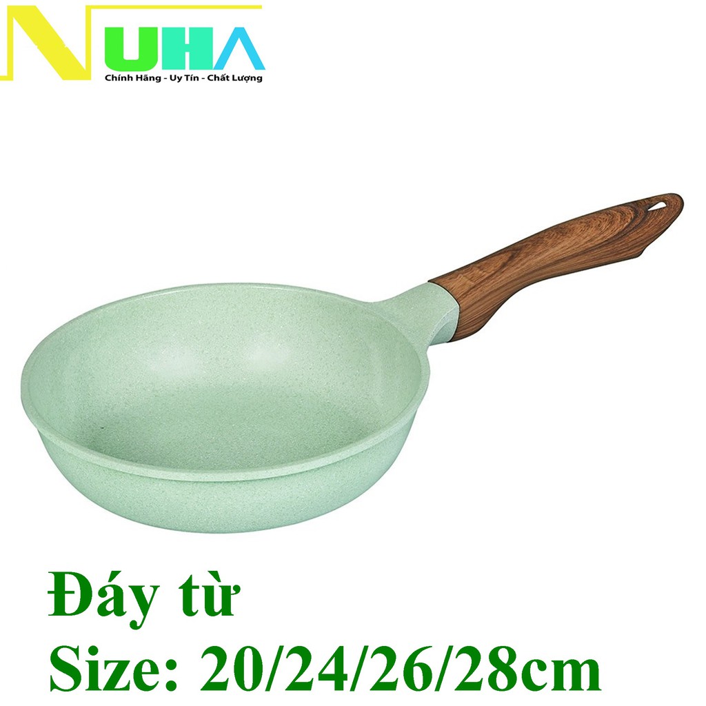 [Hàng chính hãng]Chảo đúc đáy từ men đá chống dính 7 lớp Greencook GCP06 chịu trầy xước tốt, dùng được tất cả các bếp