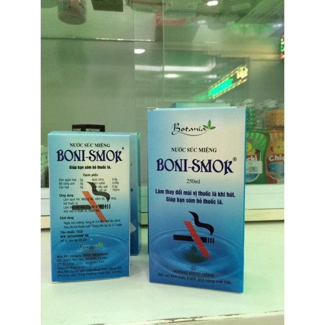 Nước súc miệng giúp bỏ thuốc lá Boni Smok - Cai thuốc lá Khử hôi miệng, chống sâu răng