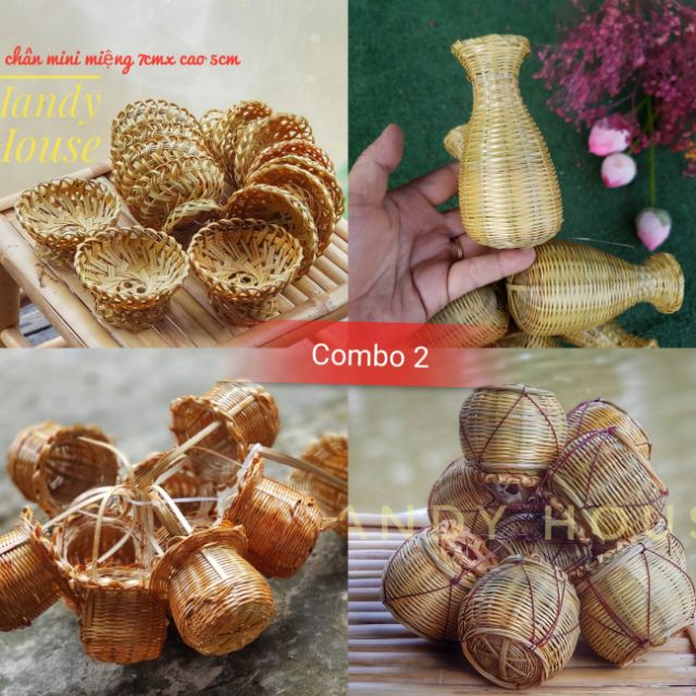 Combo 4 món đồ tre mini nhỏ xinh