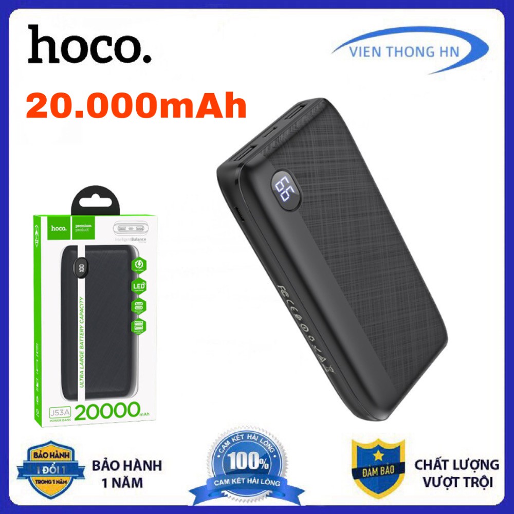 Pin sạc dự phòng 20000mah 2 cổng hoco j53a - vienthonghn