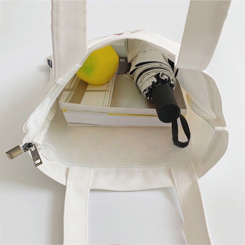 Túi Tote túi Vải canvas Đẹp đi học có khóa miệng đi chơi phong cách ulzzang