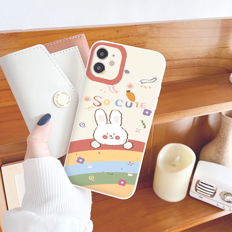 Ốp lưng iphone cạnh vuông lỗ camera Thỏ cầu vồng ốp iphone 6/6splus/7/7plus/8/8plus/x/xr/xs/11/12/13/pro/max/plus/promax