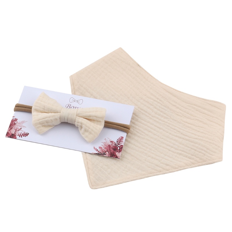 Yếm Ăn Vải Cotton Mềm Màu Trơn Đính Nơ Kiểu Công Chúa