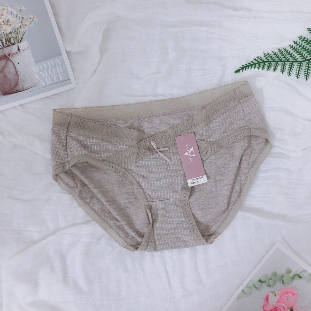 Quần lót bầu cotton cạp chéo thông thoáng thấm hút tốt đính nơ