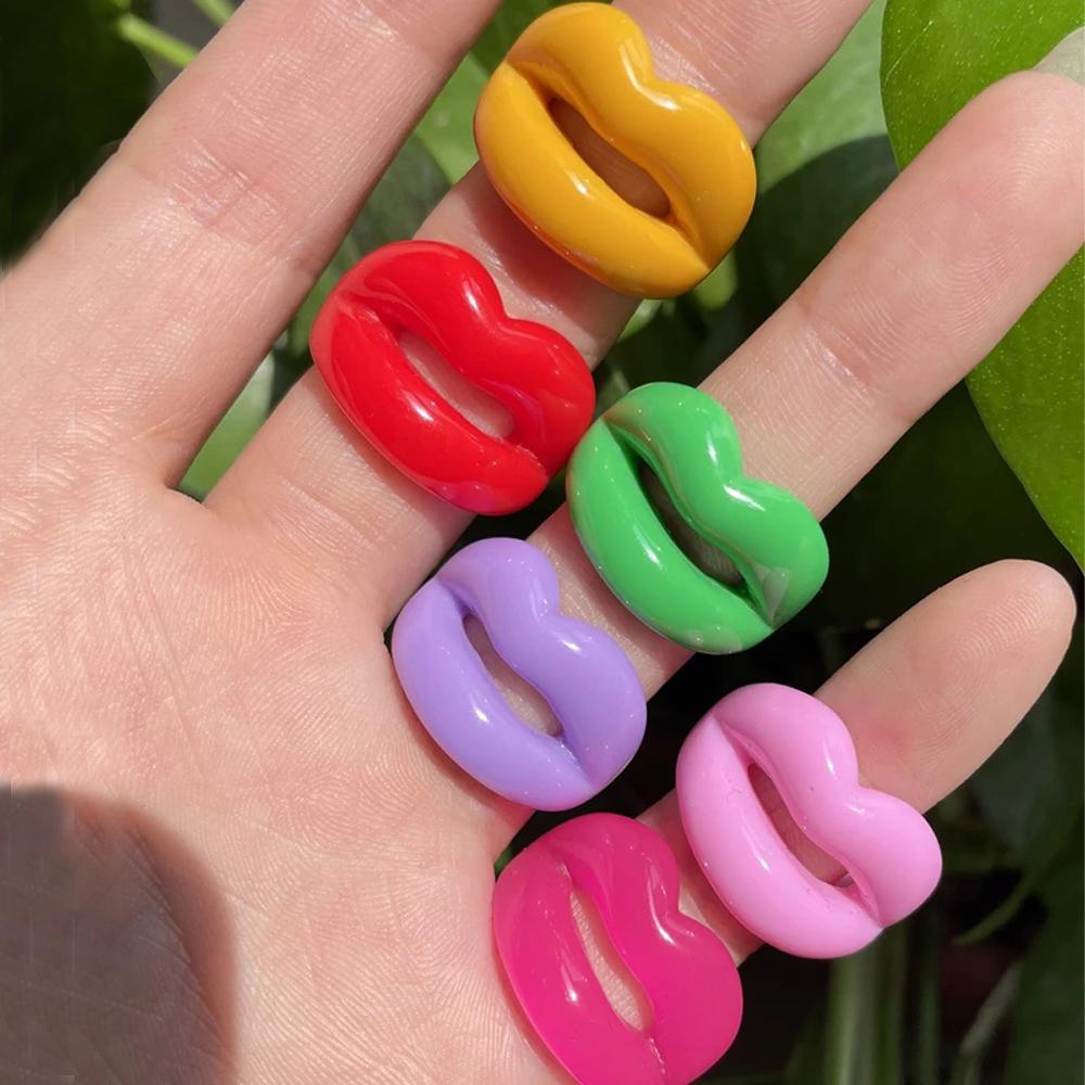 Nhẫn Acrylic Trong Suốt Hình Vuông Phong Cách Punk Cá Tính