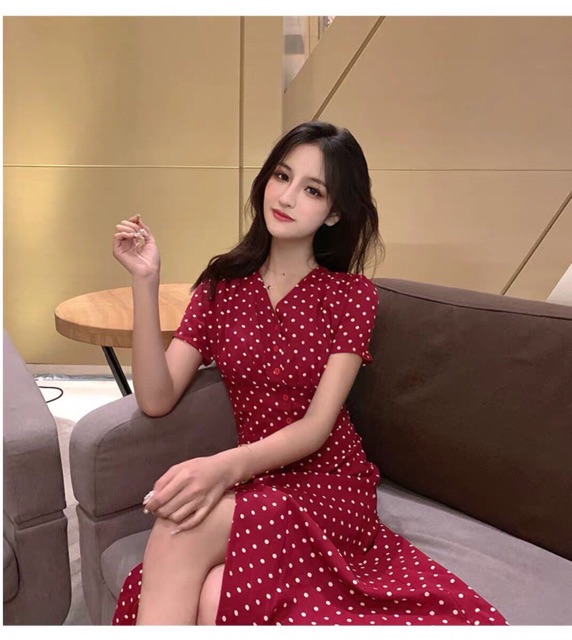 [Mã WAMST112 giảm 25k đơn 150k] WADD31 giảm30% tối đa 25k - Đầm Bi Đỏ Nhún Ngực xt | BigBuy360 - bigbuy360.vn