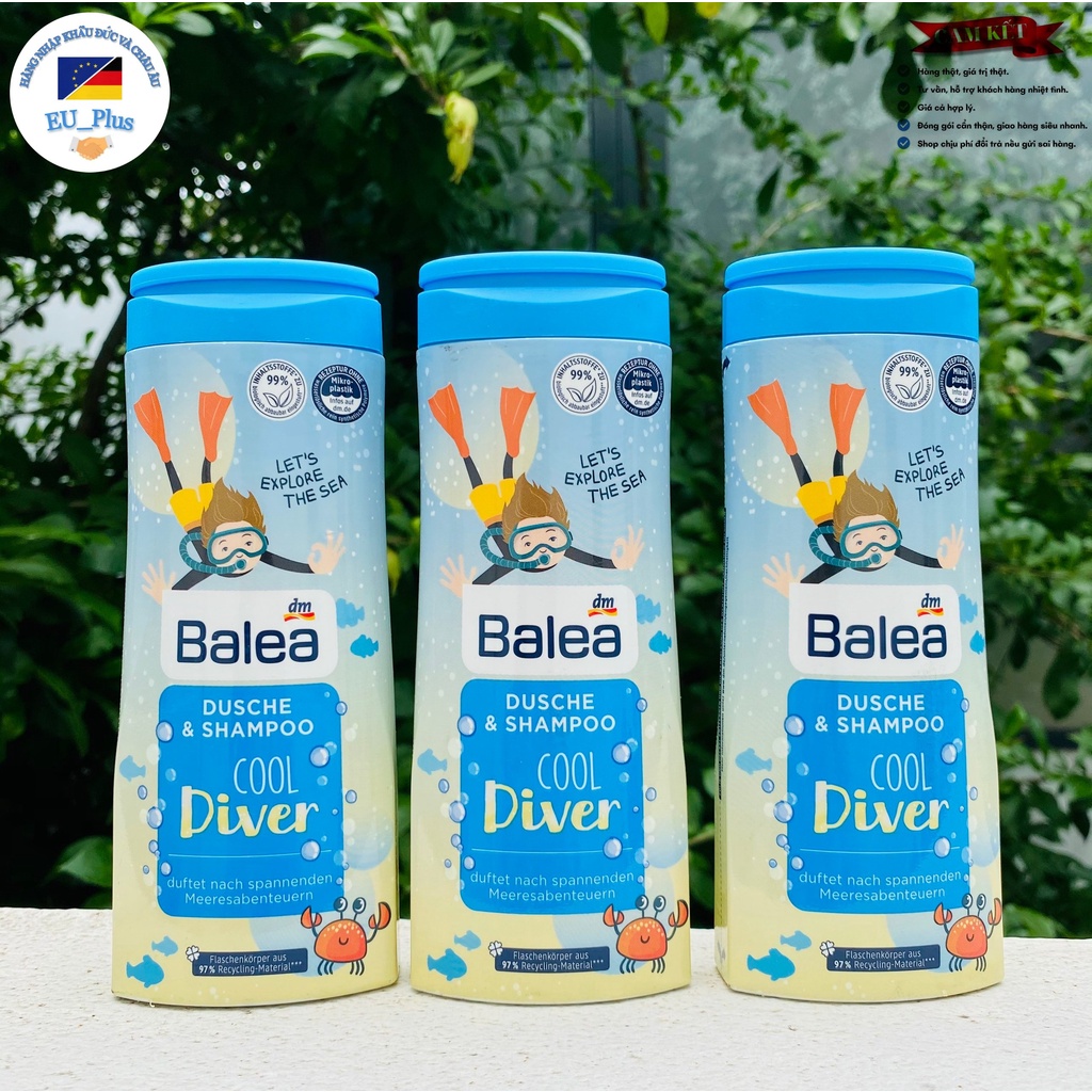 Tắm gội trẻ em Balea Cool Diver 2in1 300ml - nắp xanh dương