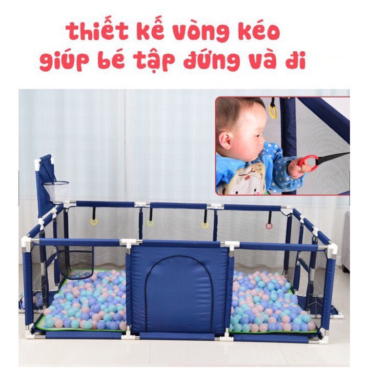 Quây bóng cho bé, Quây cũi kiêm lều bóng, Quây inox chữ nhật, kích thước 1m2x2m3