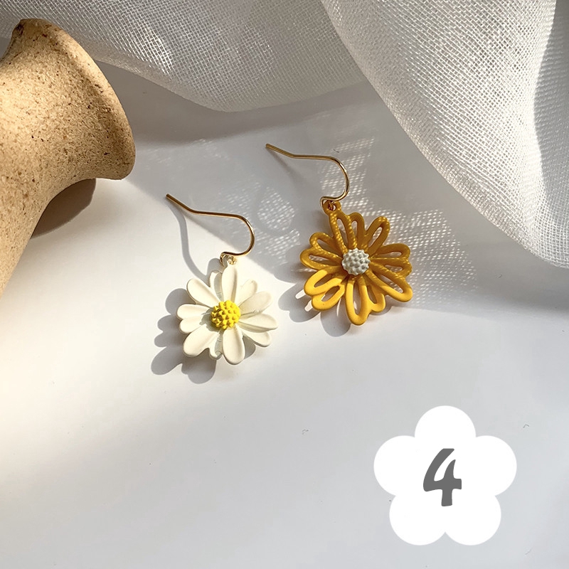 Bông tai Earrings Daisy Flower Pandent Earring Women Charm Fashion Jewelry Accessories