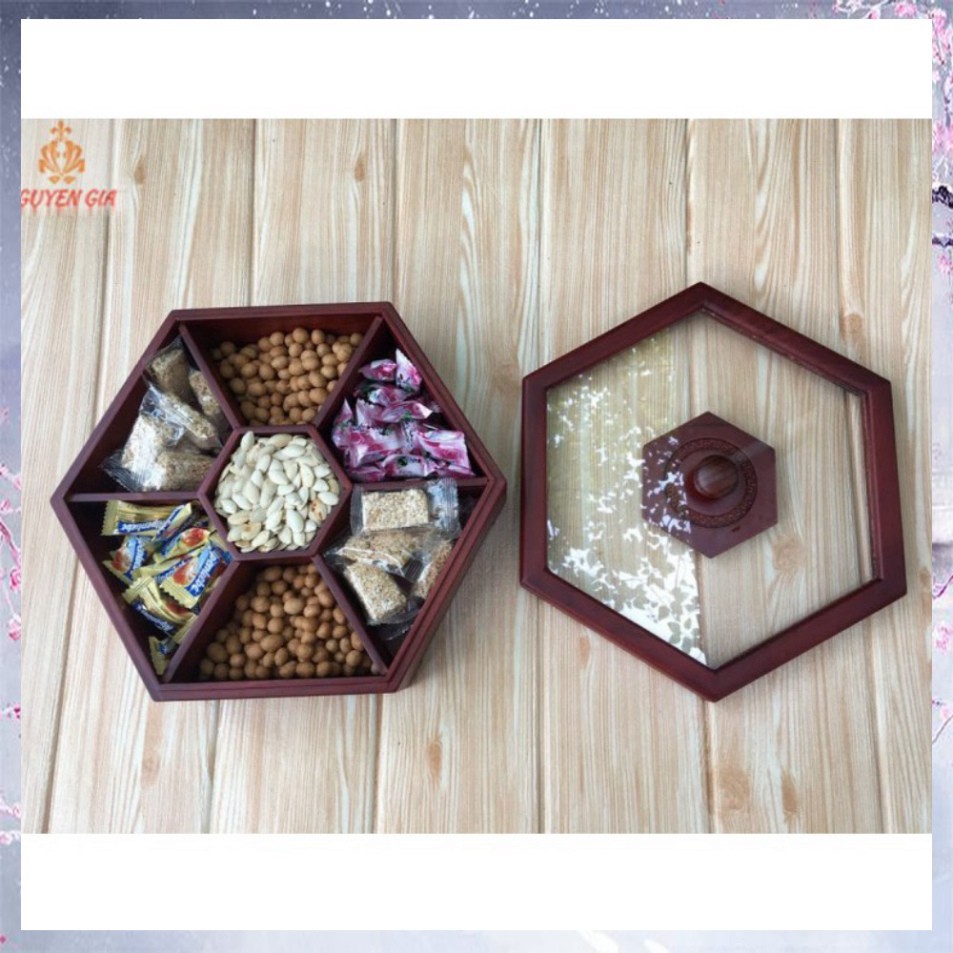 Khay đựng mứt, bánh kẹo tết bằng gỗ mặt kính TS071109 - NHẬN HÀNG ĐẶT HÀNG LÀM