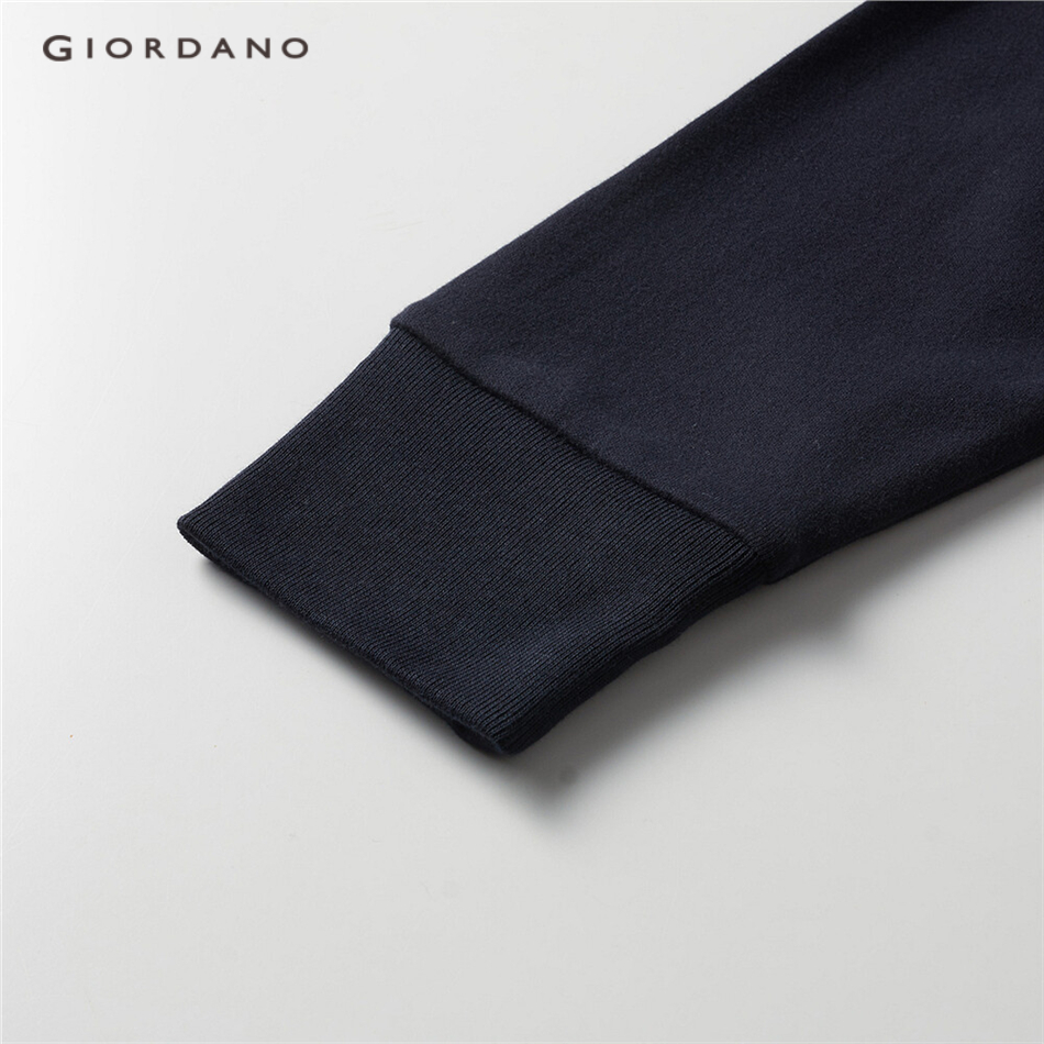 Áo Thun Giordano 01010779 Bằng Cotton Dày Dặn Tay Dài Cổ Polo Màu Trơn Dành Cho Nam