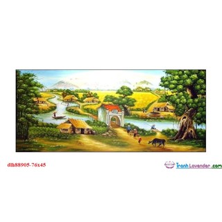 [dlh88905] Tranh thêu chữ thập Quê em mùa lúa chín 76x45 cm