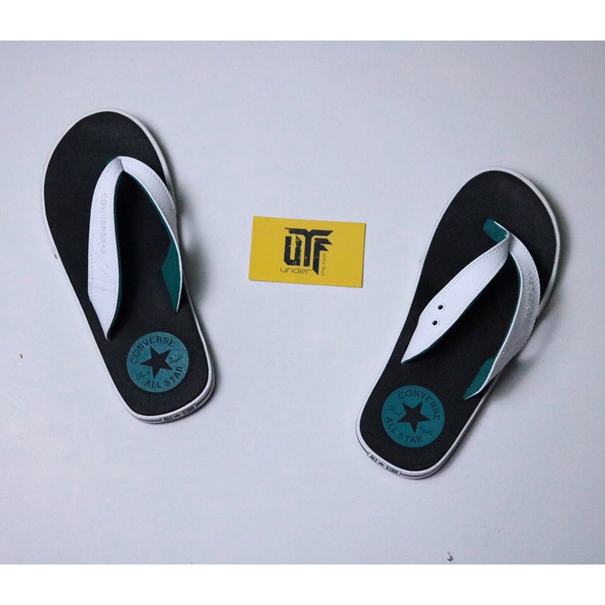 New - Dép Converse đen quai trắng logo xanh chính hãng