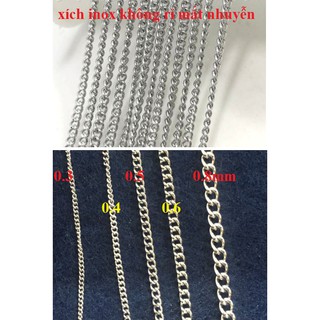 xích inox không rỉ nhuyễn size 0.3-0.4-0.5-0.6-0.8mm- gói 2met