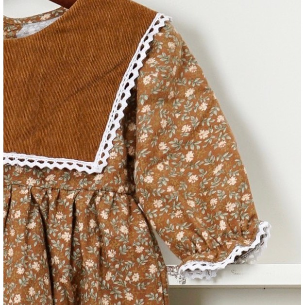 Váy Bé Gái Thu Đông Dáng Dài Tay 2 Màu Vintage O.P Kids