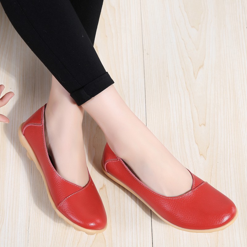 💕Giày Lười Da Bò Thời Trang Cho Nữ Giày bệt thời trang dễ thương Giày bệt nhẹ thoáng khí giày tùy chọn trong một loạt các màu sắc