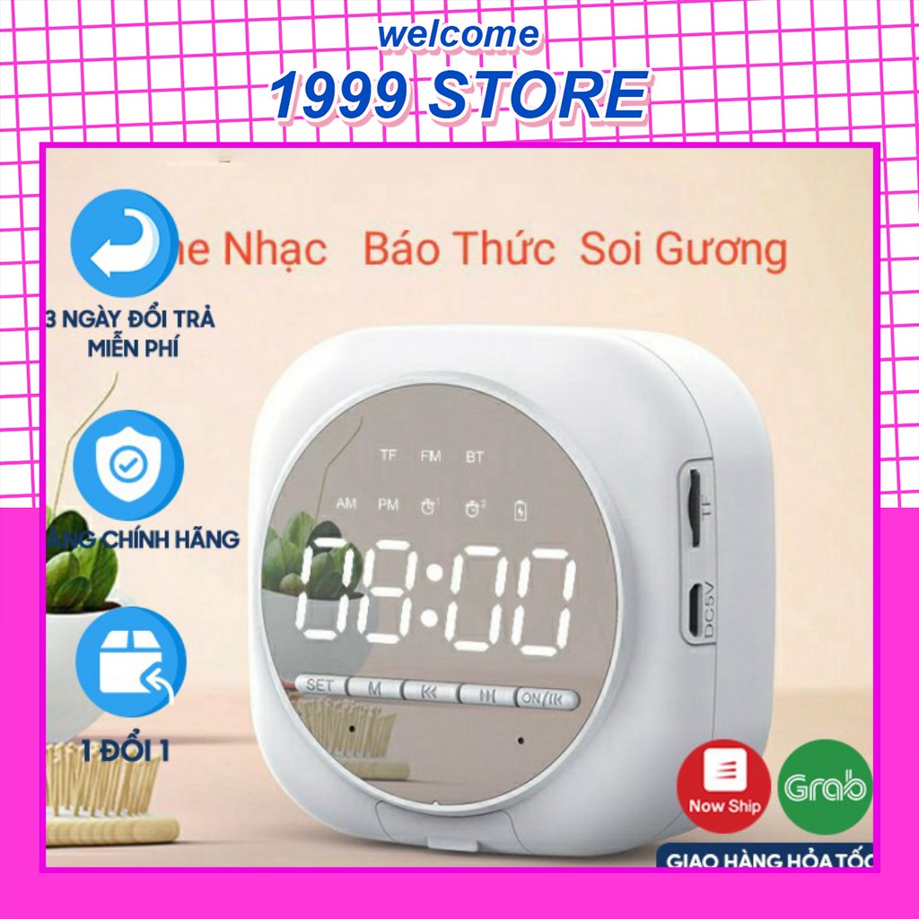 [Mẫu Mới Nhất 2020]Loa Bluetooth Q12 Đài FM Tích Hợp Đồng Hồ Báo Đài FM Màn Hình Tráng Gương