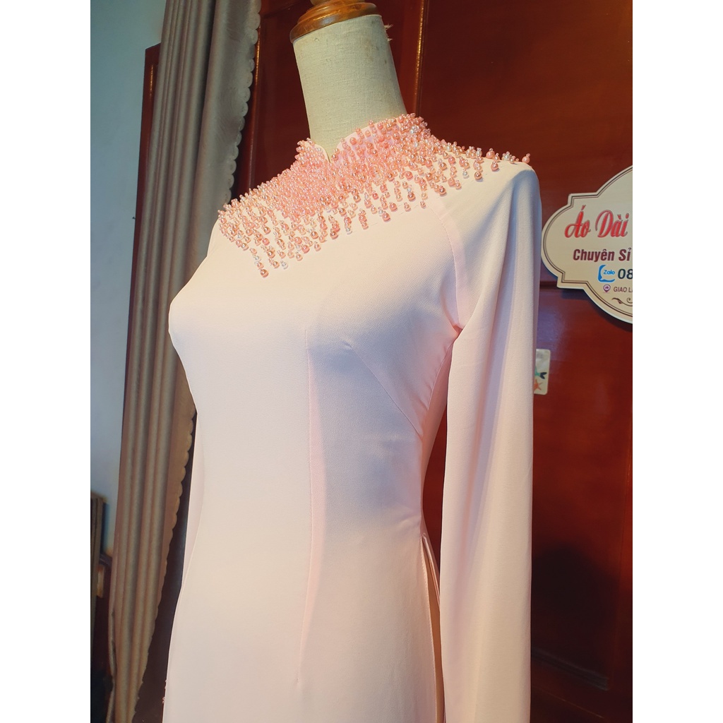 Áo Dài Truyền thống nữ Chiffon 4 tà đính  trai cao cấp