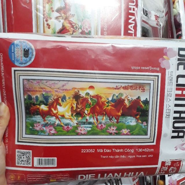 Tranh thêu chữ thập mã đáo thành công 223052(136×62)