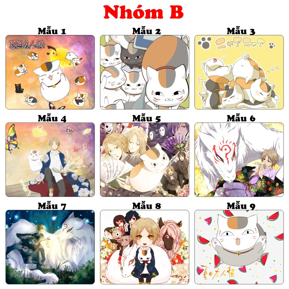 <18 mẫu 2 bộ> Lót chuột máy tính Anime Totoro, Natsume Yuujinchou cỡ bàn di chuột lớn 20x24cm chất liệu mouse pad cao su