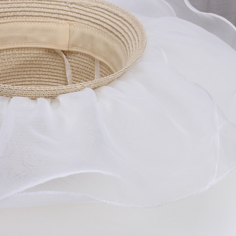 Nón Cói Rộng Vành Phối Ren Đính Ngọc Trai Thời Trang Cho Nữ