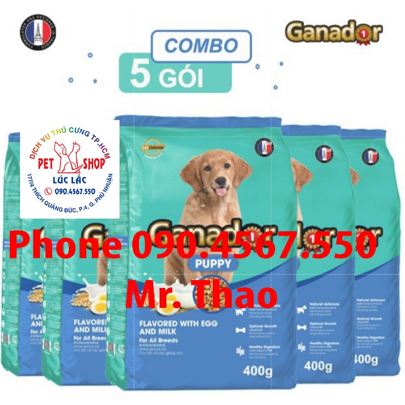 FREESHIP Combo 05 Gói x 400 gram Thức ăn cho chó con Ganador vị Trứng và Sữa - Ganador Egg and Milk