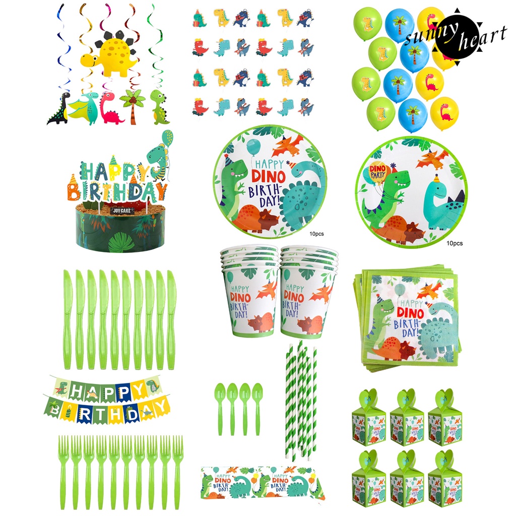 Set 1 Bộ Khăn Trải Bàn Ăn Sử Dụng 1 Lần In Họa Tiết Khủng Long Hoạt Hình Tiện Dụng Cho Tiệc Cưới