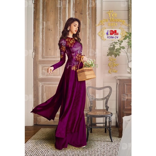 Vải áo dài gấm in hoa sen