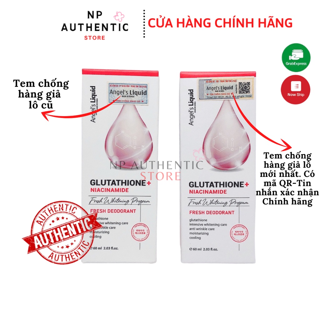 Lăn nách mờ thâm, dưỡng trắng da Angel's Liquid Glutathione plus Niacinamide 60ml