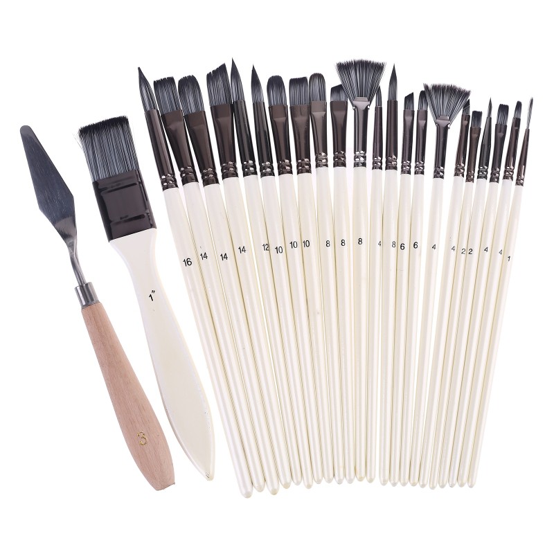 Bộ 24 Cọ Vẽ Màu Nước Cán Gỗ
