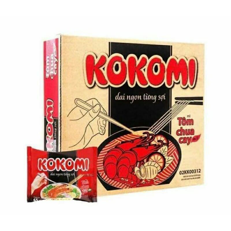 Mì kokomi thùng 30 gói lớn chua cay(90gram)