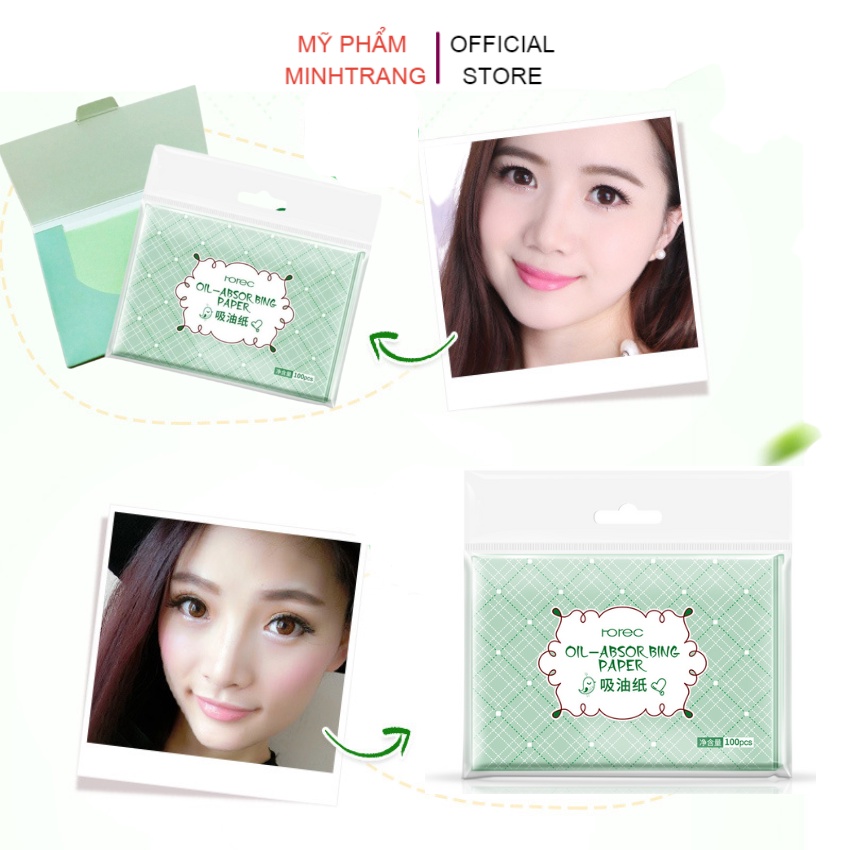Giấy thấm dầu Rorec Oil Bing Paper,giấy thấm dầu da mặt kiểm soát dầu thừa hiệu quả,mềm mại an toàn cho da,ngăn ngừa mụn
