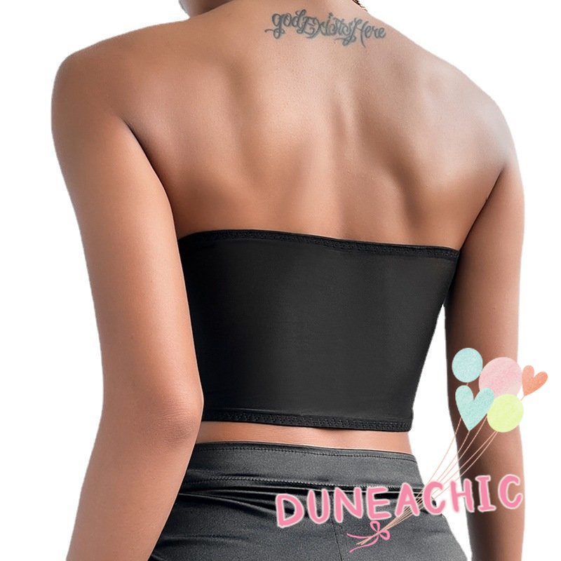 DUNEA Áo Croptop Không Dây Phối Ren Gợi Cảm Dành Cho Nữ